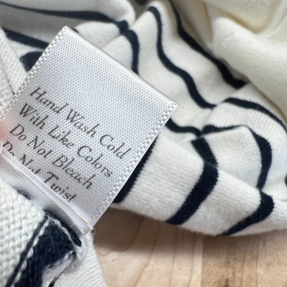 Böhme Striped Ruffled Neck Sweater Ivory White Black Size Medium - Picture 9 of 10